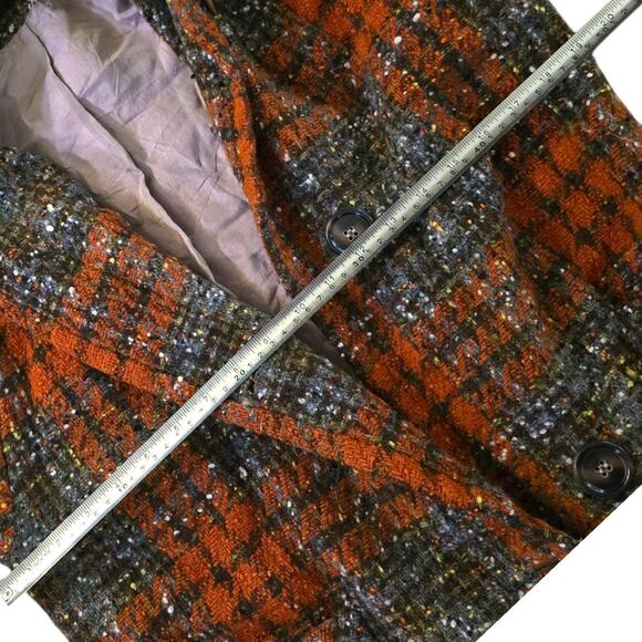 Vintage Kay McDowell Tweed Orange Coat Mid Century Jacket MCM Retro Style SZ M - Picture 4 of 6
